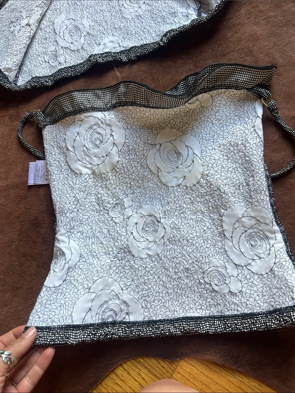 CHANEL 2004 BLACK WHITE CAMELLIA POLYESTER ENSEMBLE